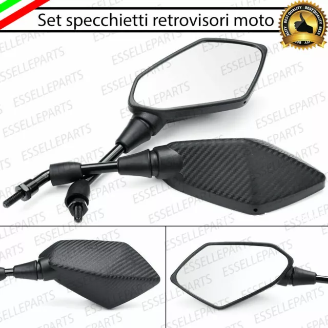 Coppia Specchietti Retrovisori Per Moto Suzuki Gsr 750 Carbon Look Carbonio