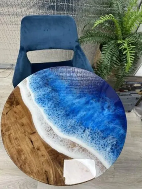 Round Epoxy Table, Ocean Table ,Wood Dining Table, Epoxy Resin River Table Top