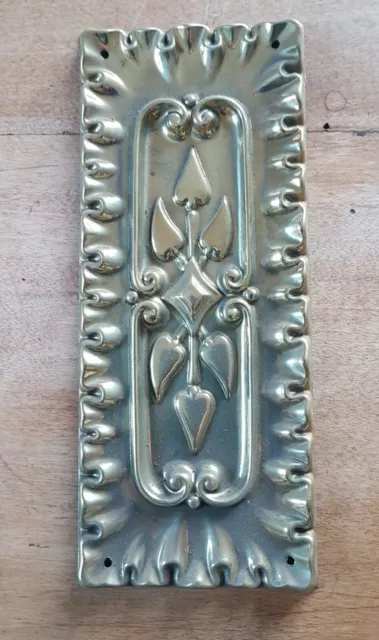 Pair Of Decorative Brass Furniture Plates, Door Push Plates, Fingerplates