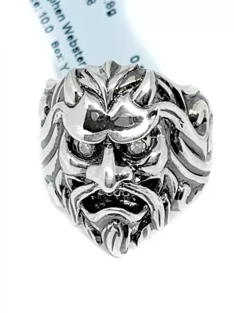 Stephen Webster Sterling Silver Japanese Warrior Mask with Diamonds Ring