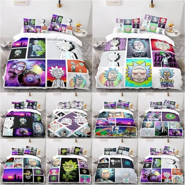 3D Rick and Morty Cartoon Duvet Cover 2/3PC Bedding Set Quilt Cover Double Queen