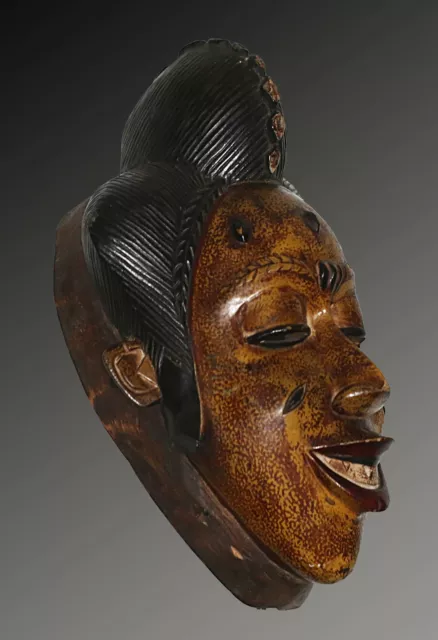 African Mask Wood Guro Ivory Coast Antiques Vintage Ethnic Tribal Wooden Art