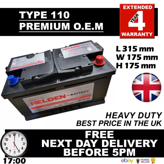 Type 110 Car Van Battery 12V 70AH(C20) 85AH(C100) Sealed OEM Quality 4YR WARR