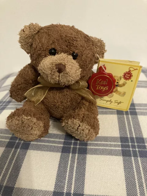 Keel Toys Tiny Teddy Bear Soft Toy with Original tags - Approx 4” Sitting