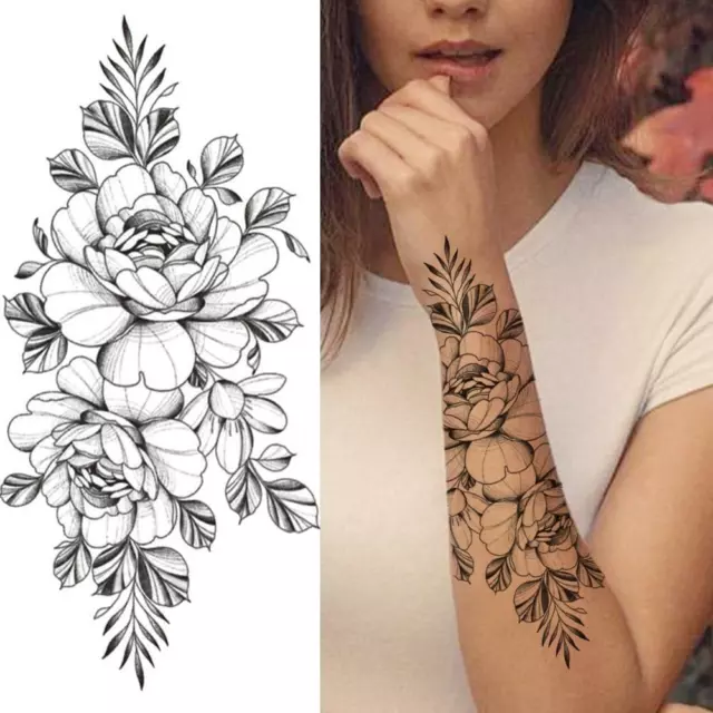 MANGAS TEMPORALES DE tatuaje de brazo completo de 4 hojas para hombres y  mujeres $12.25 - PicClick
