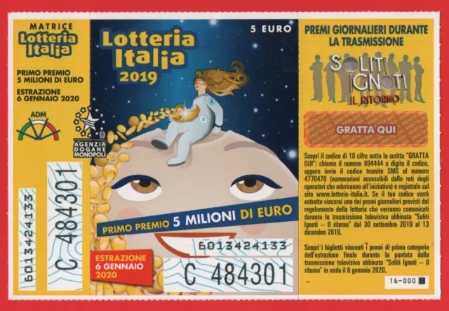 Lotteria Italia 2019 Biglietto Raro Con Matrice E Gratta E Vinci Perfetto 484301