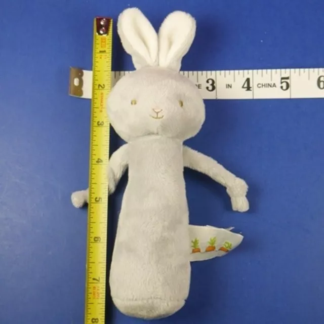 Rabbit Rattle Bunnies by the Bay Plush 7x3.5" Soft Grey Easter Bunny Baby Toy
