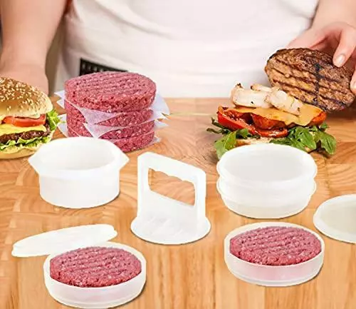 Hamburger Press Patty Maker Freezer Containers - All In One Convenient Package -