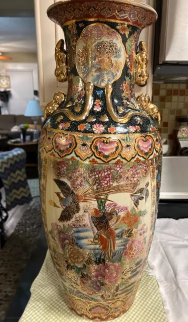 24 inch Japanese Satsuma floor Vase