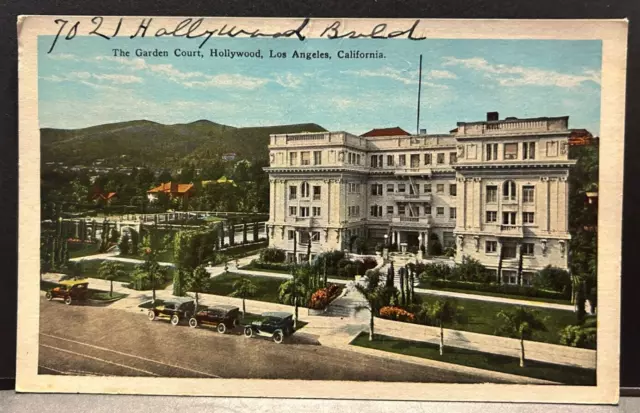 Postcard CA Garden Court Hotel Hollywood Los Angeles California Unposted WB DB