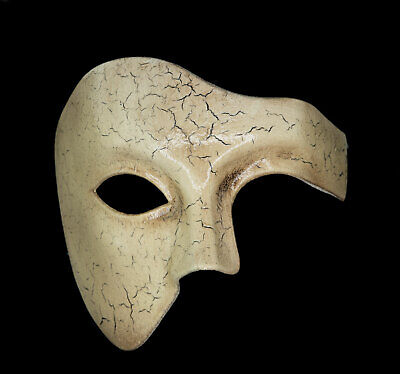 Mask from Venice Ghost Of L'Opera White Ecru Crackle Carnival Venetian 22651