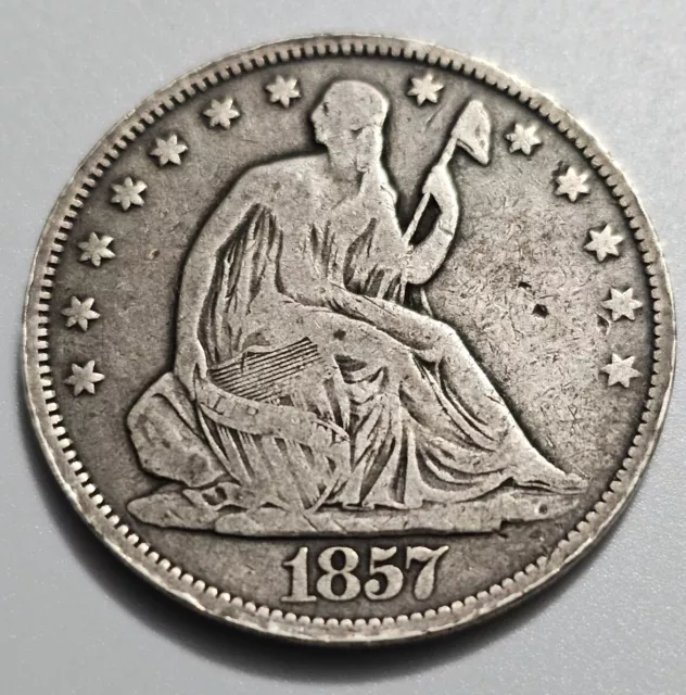 1857-P Philadelphia Seated Liberty Silver Half Dollar 50C