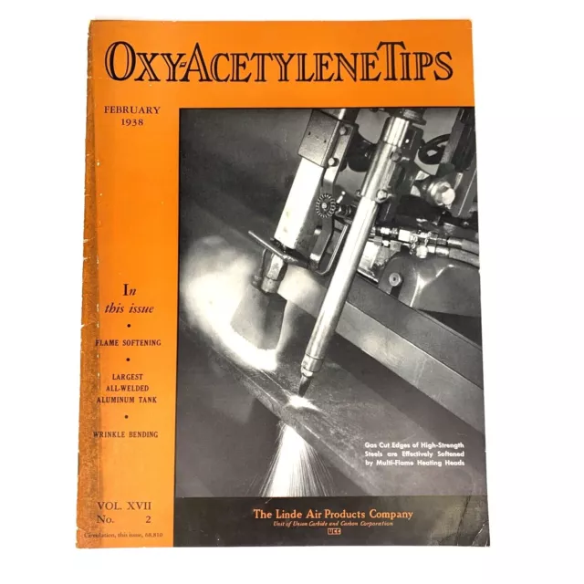Oxyacetylene Tips February 1938 Welding Magazine Flame Softening