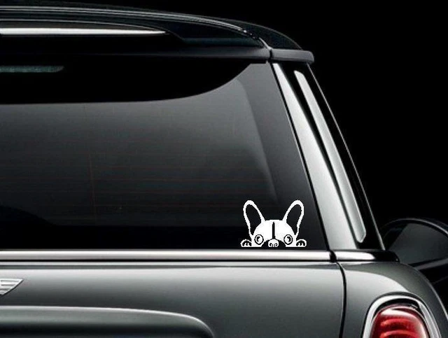 Peeking French Bulldog Custom Car Truck Van Window or Bumper Sticker Vinyl Decal