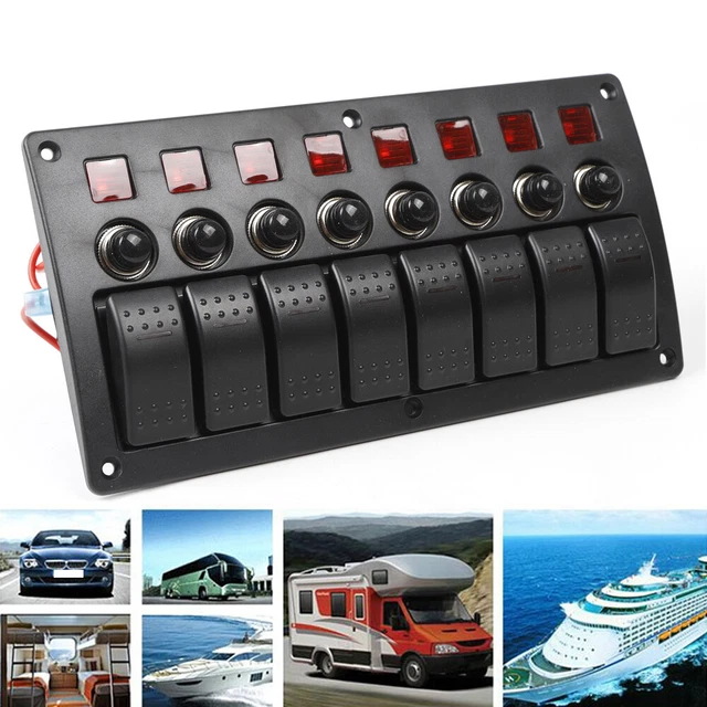 PANNELLO DI PROVA 12-24 V LED Doppia Batteria Interruttore A Bilanciere - 12