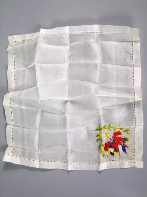 WW1 Era Embroidered Silk Handkerchief, Patriotic Allied Flags