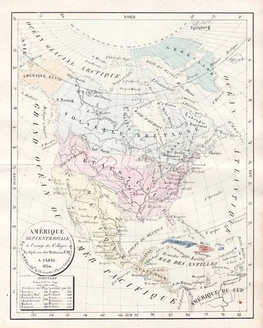 North America Nordamerika United States California carte map Litho Selves 1834