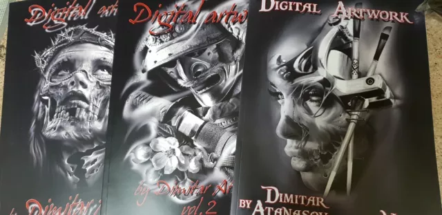 TATTOO BUCH SET - Digitale Kunstwerke Designs VOL-1,2,3