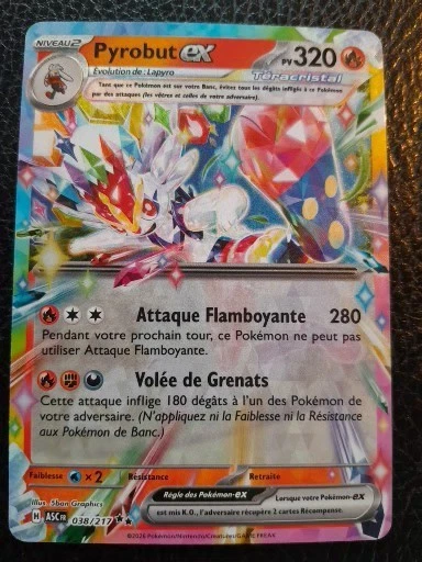 Pyrobut Ex Téracristal 028/142 – Coffret De 10 Cartes Pokémon – Écarlate Et Violet 7 Couronne Stellaire – Version Française – Myboost X