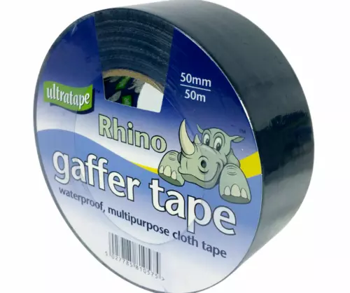 Black Gaffer Tape - 50Mm X 50M Rhino Ultratape  Cloth Gaffa Duck Duct Waterproof