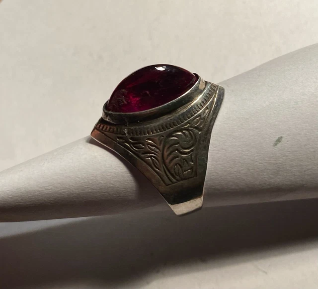 FABERGE Antique Imperial RUSSIAN Ring with Ruby stone, 84 silver