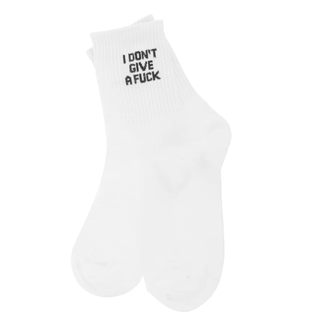 Calze sportive bianche da uomo cotone spesso a costine a maglia lettera senza cuciture