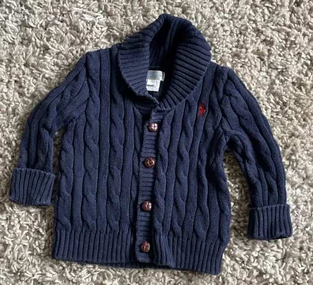 Ralph Lauren Cotton Knit Cable Cardigan Navy. 9 Months