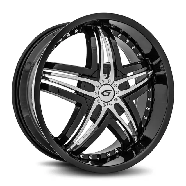 22 inch 22x9.5 Gianna Blitz Black wheels rims 5x5 5x127 +13