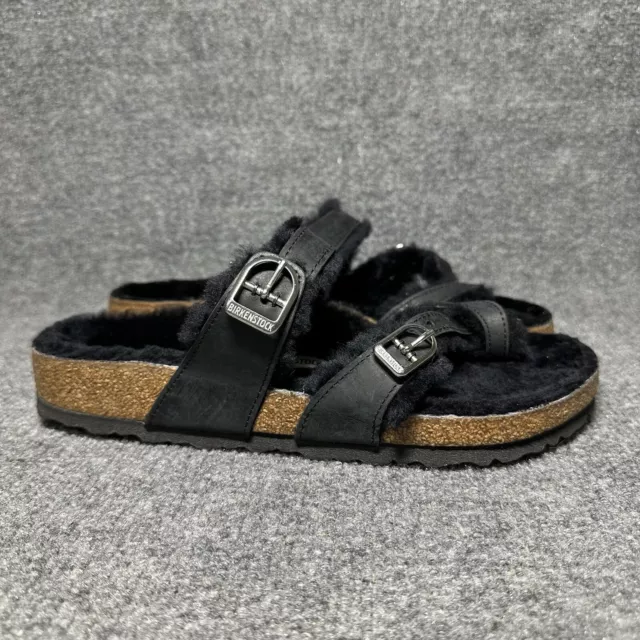 Birkenstock Mayari Shearling Sandals Womens 39 / US 8 Black Buckle Straps