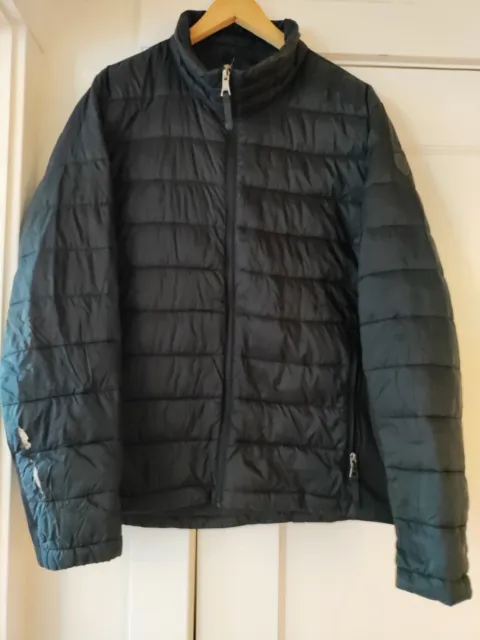 Guess Puffer Jacket Lightweight Quilted Side Stretch Panels Black Men's Size L