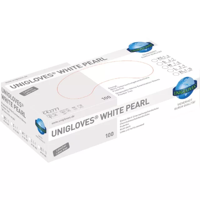 Guantes Unigloves White Pearl 2805 nitrilo talla XL, guantes desechables, sin látex