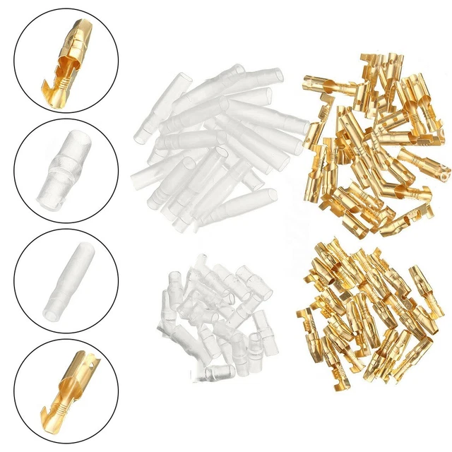 200Pcs Male Female Bullet Connector 3.9-4.0mm/Terminals Socket Insulator Sleeve.
