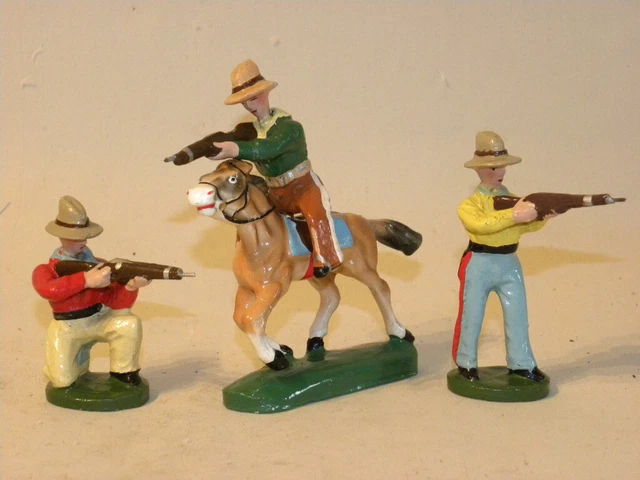 Figurine Composition Durso Cavalier Indien Avec Lasso Elastolin Chialu