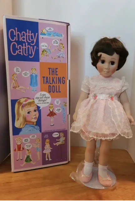 2001 Danbury Mint CHATTY CATHY The Talking Doll Porcelain Sunday Visit Brunette