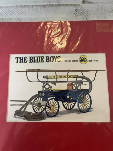 1853 Piano Box Fire Truck Pumper Art Print Calendar Ad 14"x12"