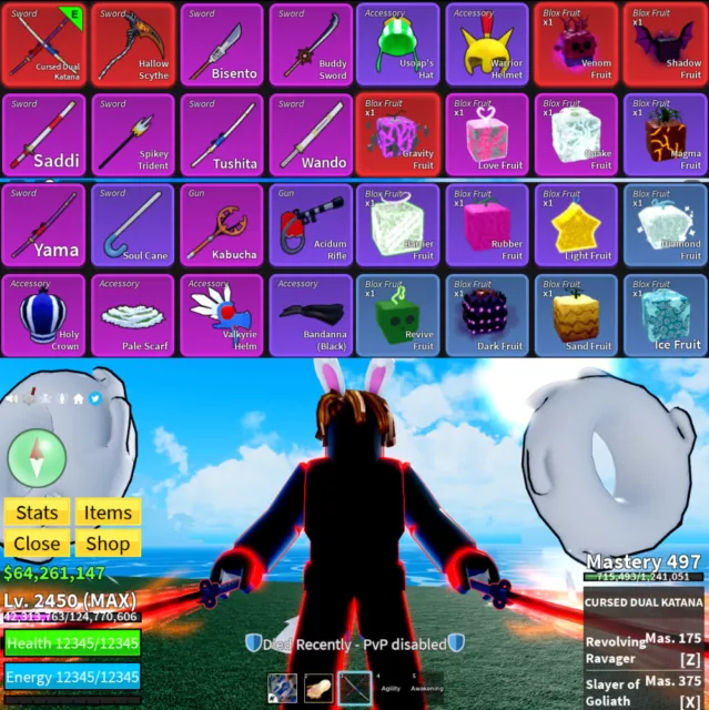 Cheap ] Blox Fruits Max Level Account (2550) + Godhuman/LIGHT/DualKatana +  Venom Fruit & Shadow Fruit - Auto Delivery