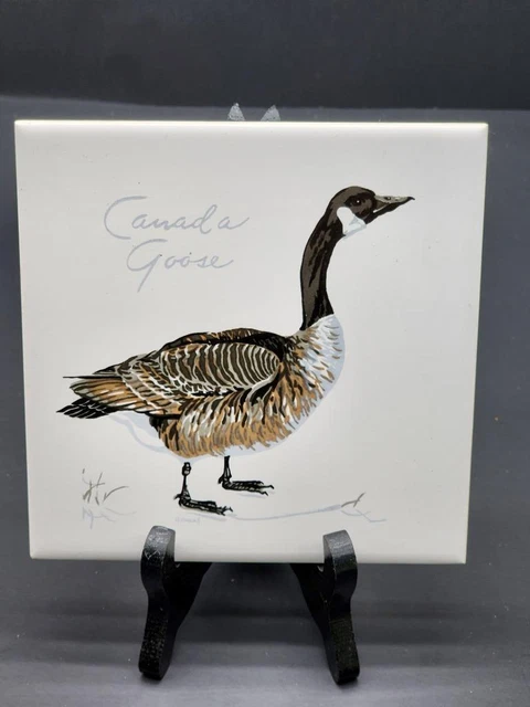 Canada Goose Vintage TILE By Screencraft Hand Decorated USA 6" X 6" CORK Back