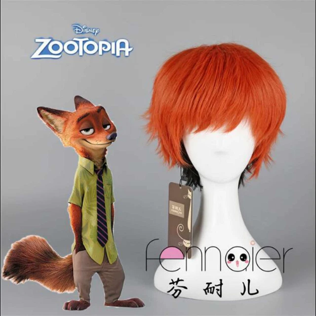 Orange black gradient Short straight hair cosplay Wig new wave Free hair net