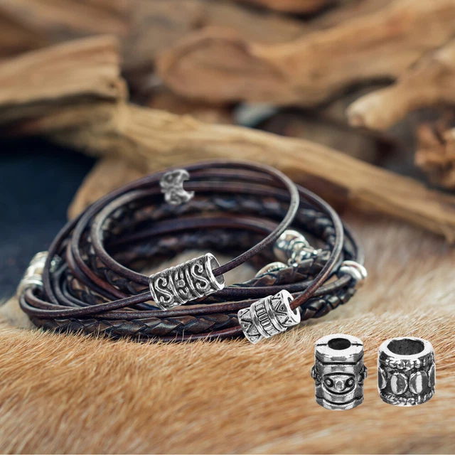 7 Packs European Beads Silver Spacer Beads Beaded Bracelets Material 4