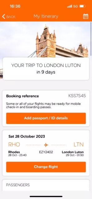 Easyjet end of halfterm ticket Rhodes-Luton for October 28th, 2 adults 2 kids