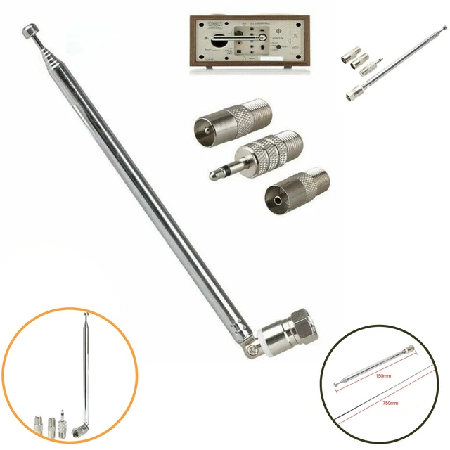 TELESCOPIC DAB FM Radio Aerial With 3 Adapter HiFi AV Receiver Mini