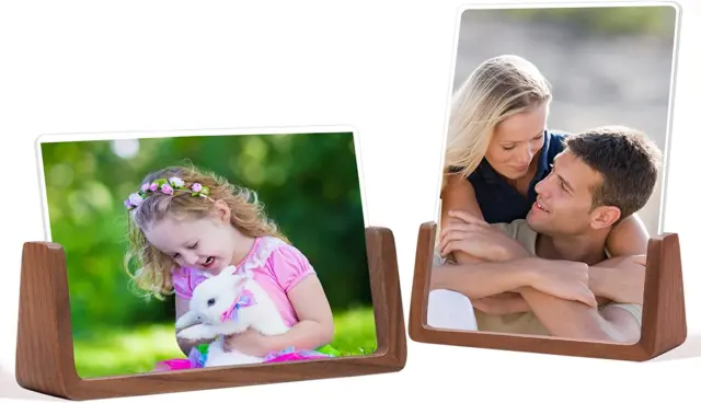 4X6 Walnut Wooden Picture Frame,Brown Photo Frame with Double Side Acrylic Glass