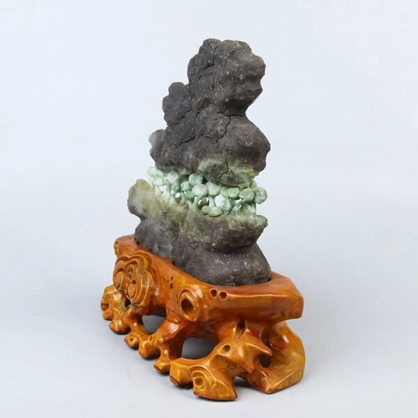 Chinese Exquisite hand-carved Plant sprouting growth carving Dushan jade Statue 2
