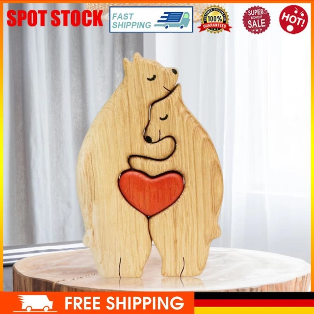 Holz-Familienpuzzle Bären dekorative Bären-Kunstskulptur aus Holz (B)