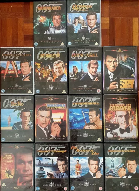 James Bond 007 14 DVD Bundle 6x Roger Moore 5x Sean Connery 3x Pierce Brosnan