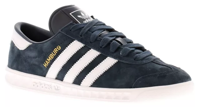 Adidas Originals Mens Trainers Hamburg Leather Lace Up navy UK Size