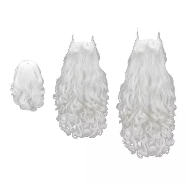 Perruque et barbe du père noël, Cosplay blanc pour Halloween, accessoire 2