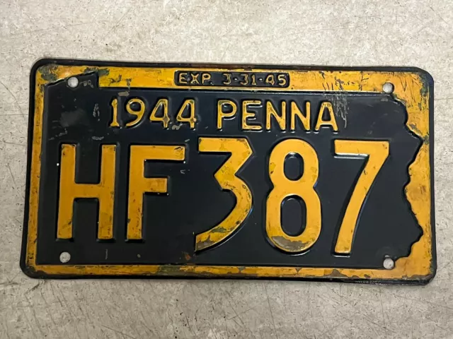Antikes Nummernschild Pennsylvania 1944 US Oldtimer Kennzeichen Penna Schild