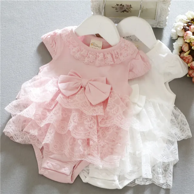 baby infant girl clothes cotton bodysuit baby party lace layered dress bodysuit