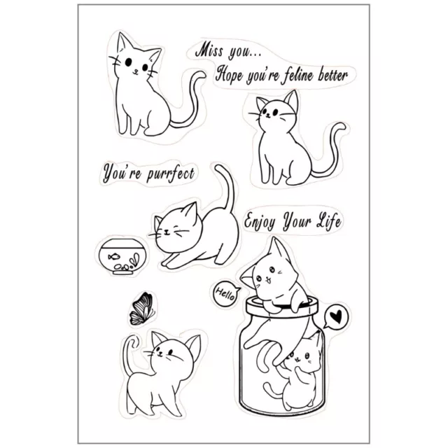 Clear Stamp Cute for Cat Transparent Clear Silicone Stamp/Seal